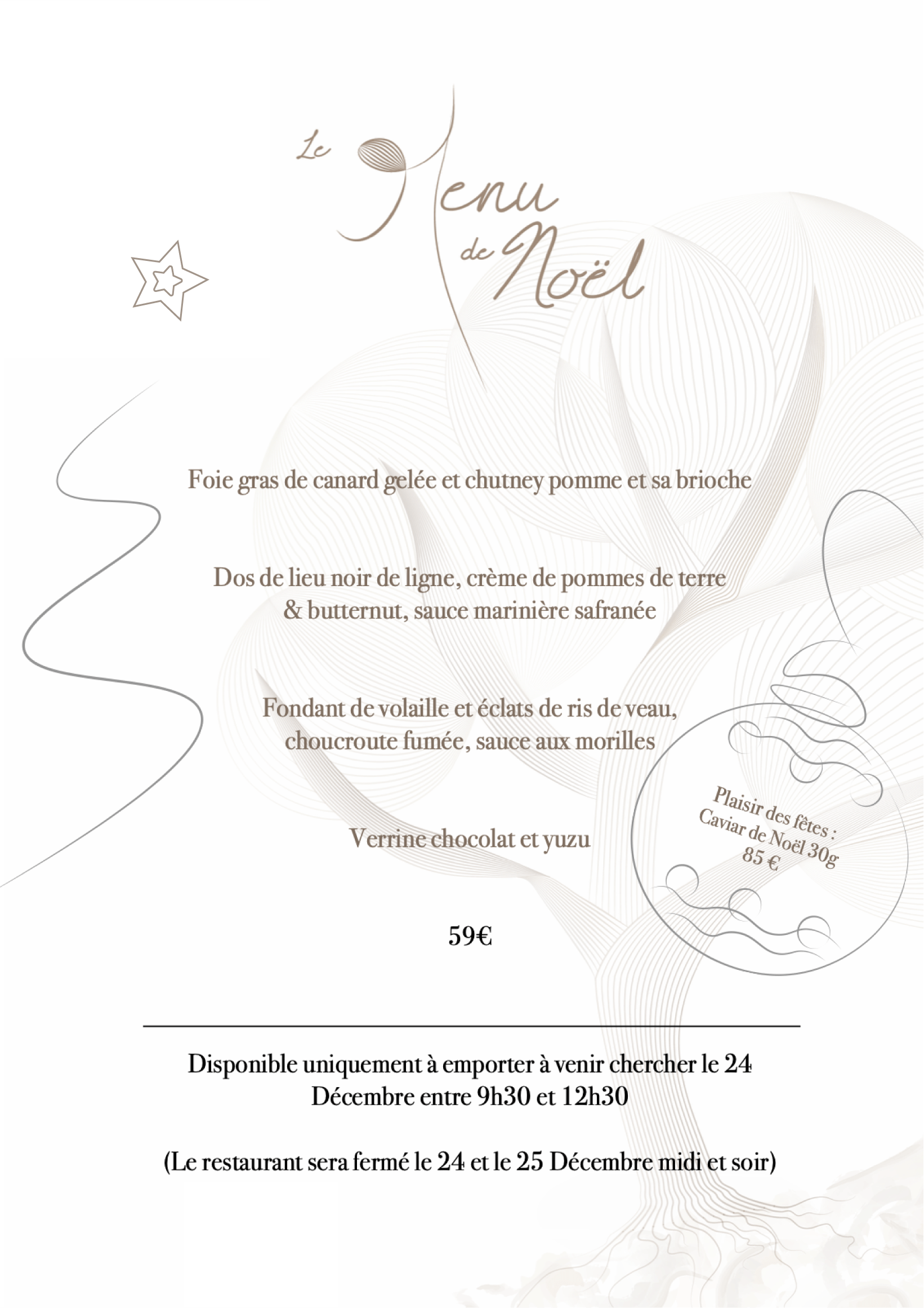 Menu de Noël Image du Menu de Noël du Restaurant Le Saisonnier.
