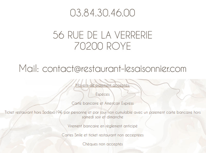 Restaurant Le Saisonnier - Les Chambres D'à Côté Roye Menu